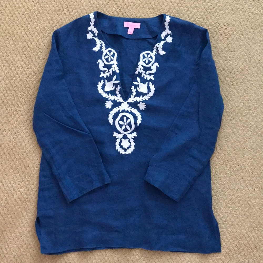 Lilly Pulitzer Blue Amelia Island Tunic XS